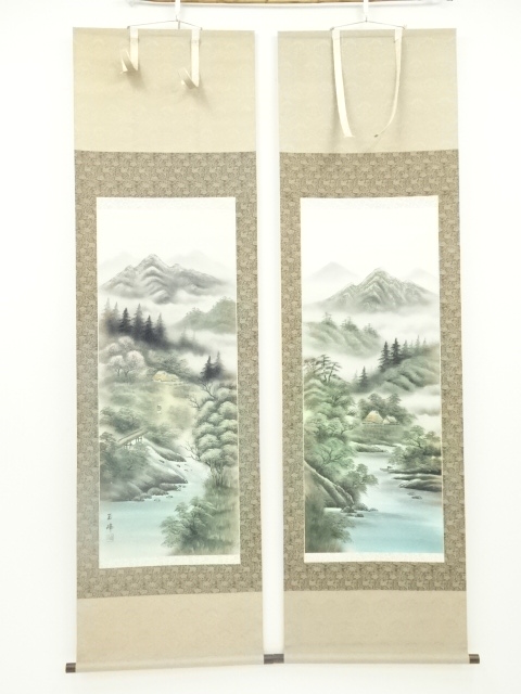 JAPANESE HANGING SCROLL / HAND PAINTED / LANDSCAPE SET OF 4